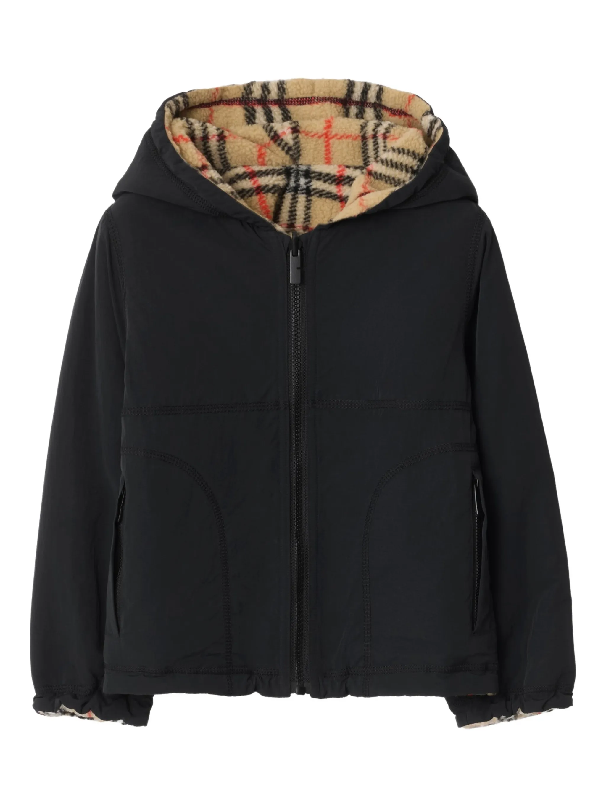 Двусторонняя клетчатая куртка с капюшоном Burberry Kids, черный
Двусторонняя клетчатая куртка с капюшоном Burberry Kids, черный