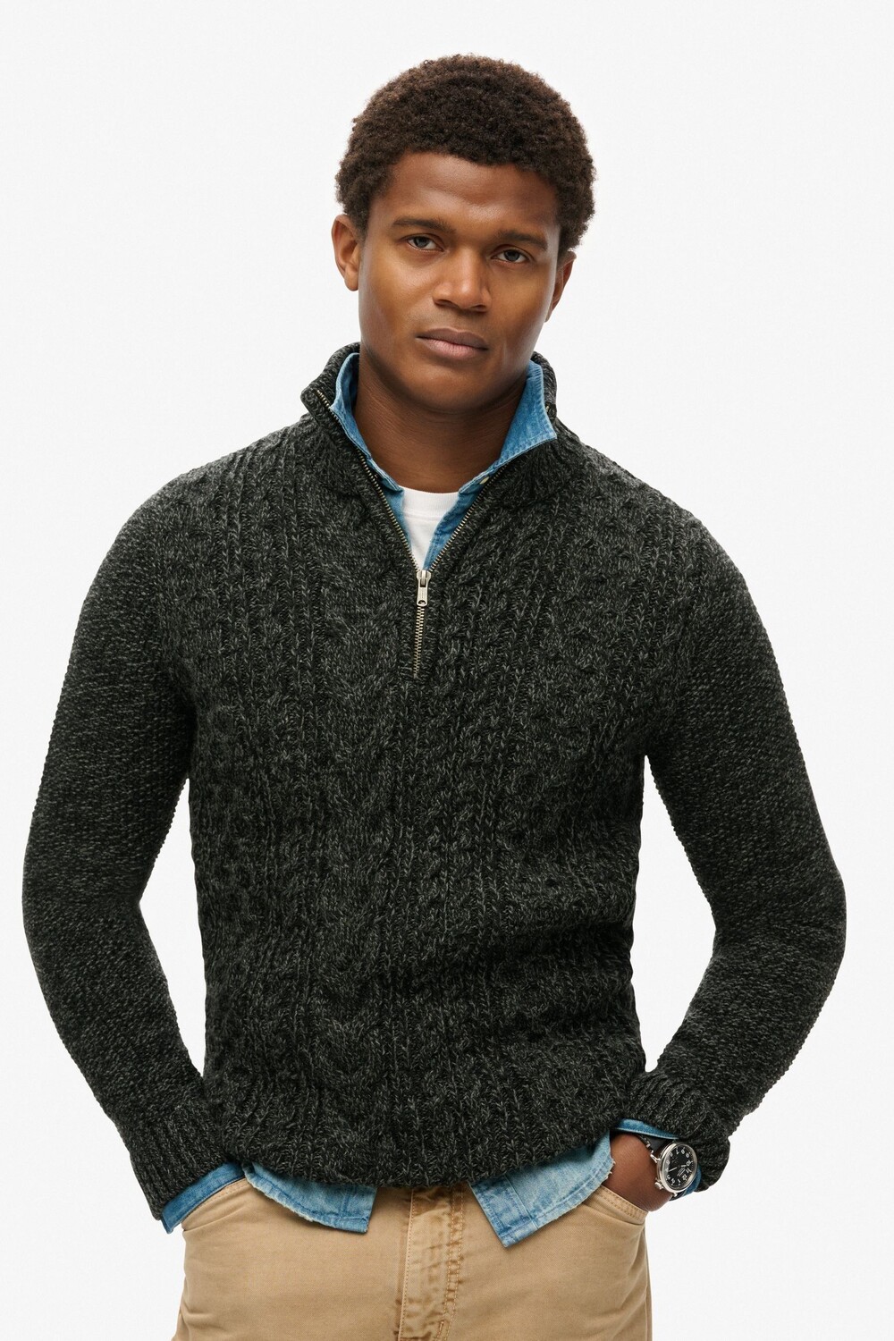 Джемпер Jacob с косой вязкой и застежкой молнией на половину длины Superdry, черный
Джемпер Jacob с косой вязкой и застежкой молнией на половину длины Superdry, черный