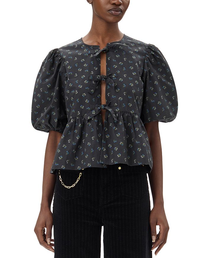 Блузка с принтом и баской GANNI, черный
Блузка с принтом и баской GANNI, черный