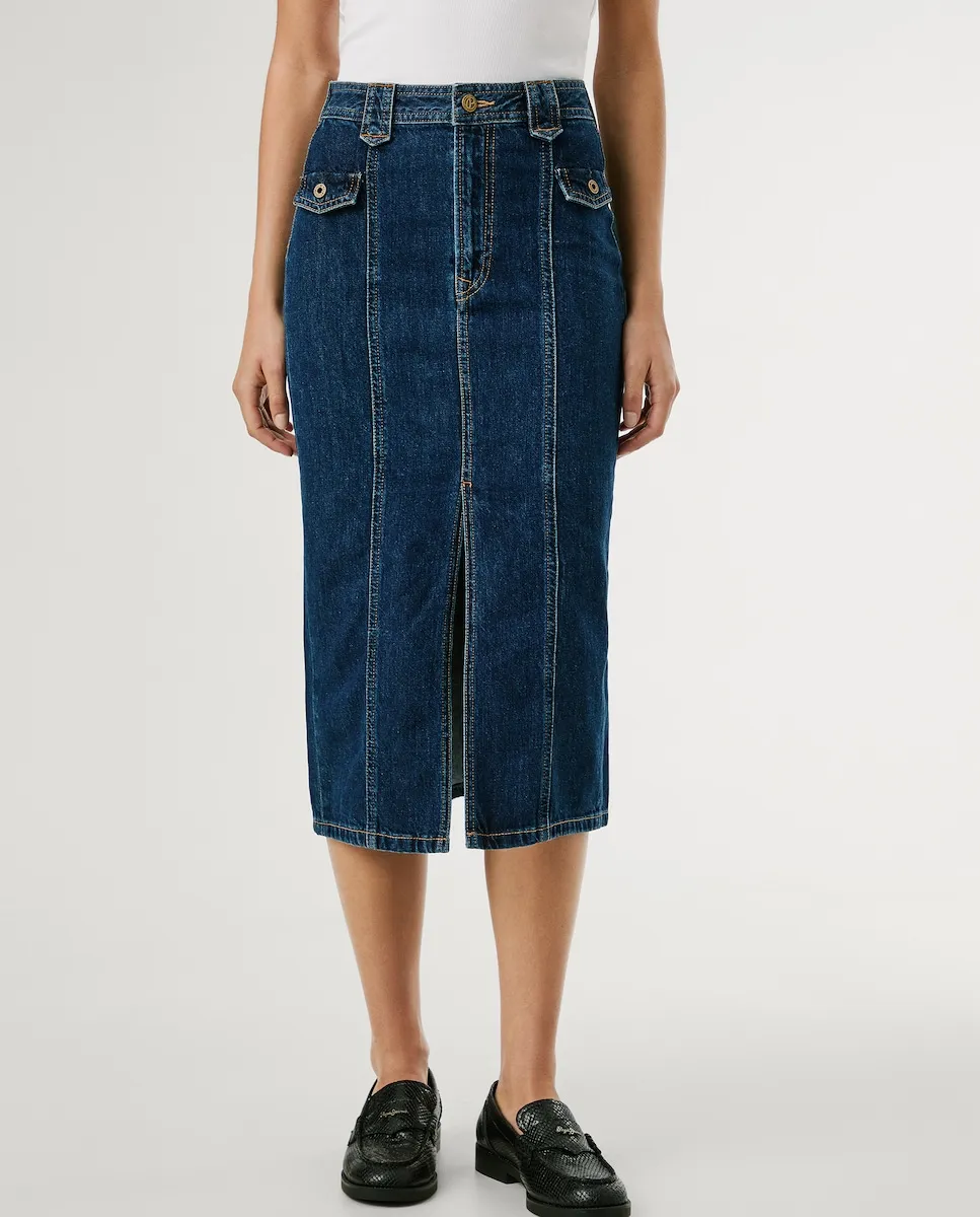 Миди-юбка джинсовая с передним разрезом Pepe Jeans, синий
Миди-юбка джинсовая с передним разрезом Pepe Jeans, синий