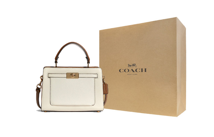 COACH Гладкая кожаная сумка через плечо среднего размера женская меловая белая и медная
COACH Гладкая кожаная сумка через плечо среднего размера женская меловая белая и медная