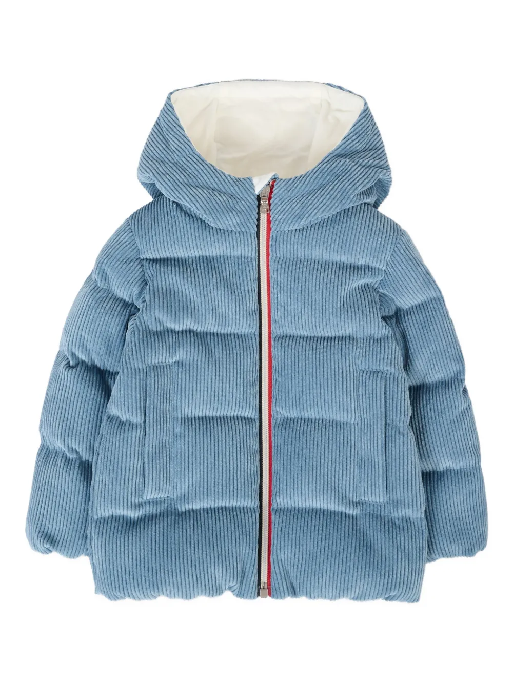 Вельветовая утепленная куртка Moncler Enfant, синий 
Вельветовая утепленная куртка Moncler Enfant, синий