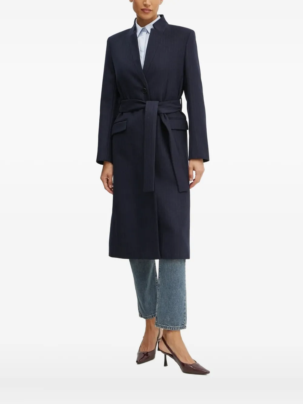 Пальто в тонкую полоску с поясом Karl Lagerfeld, синий
Пальто в тонкую полоску с поясом Karl Lagerfeld, синий