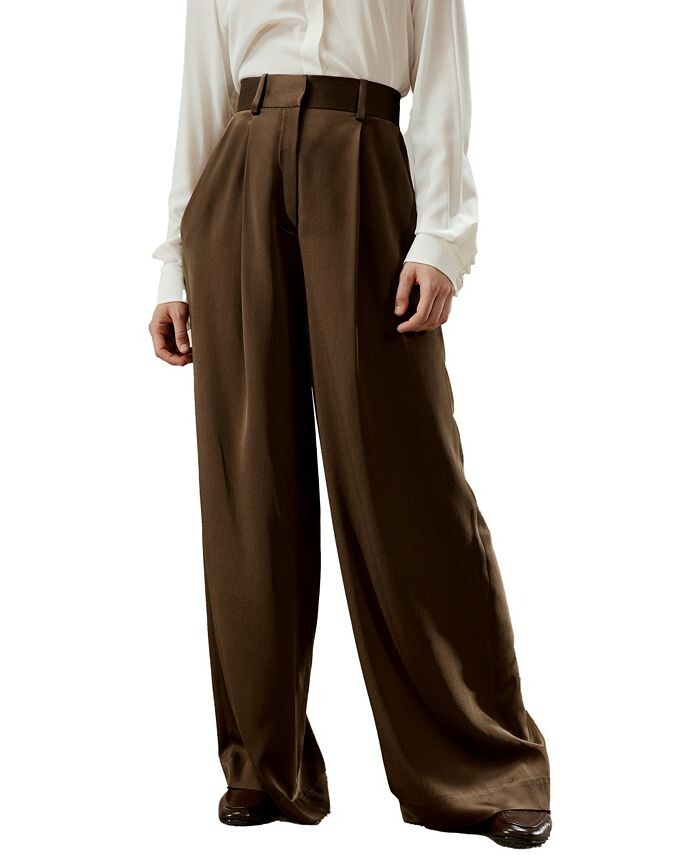 Женские брюки из плотного шелка с высокой талией и широкими штанинами LILYSILK, коричневый
Женские брюки из плотного шелка с высокой талией и широкими штанинами LILYSILK, коричневый