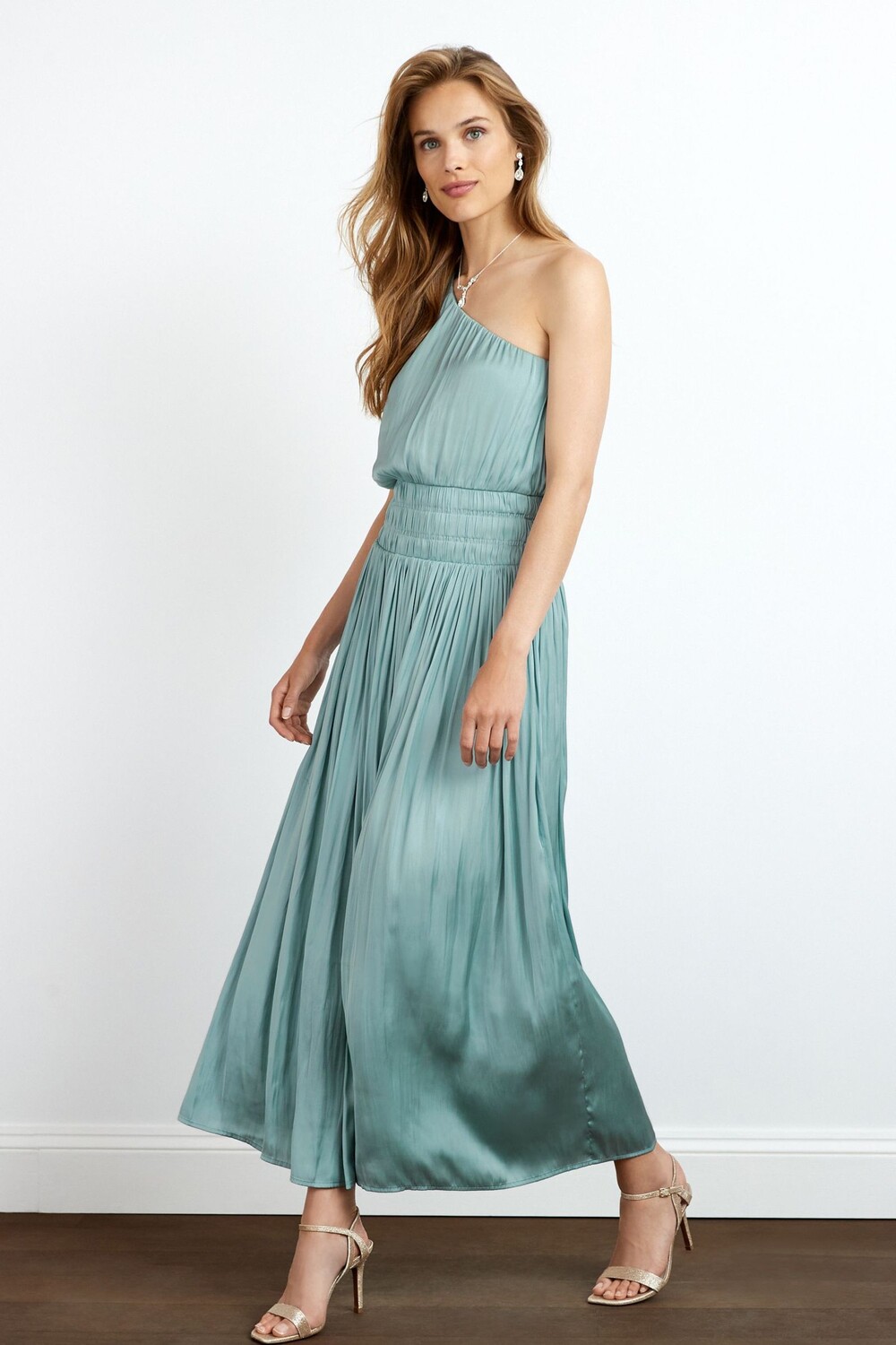 Атласное платье миди со складками на одно плечо Next, синий
Атласное платье миди со складками на одно плечо Next, синий