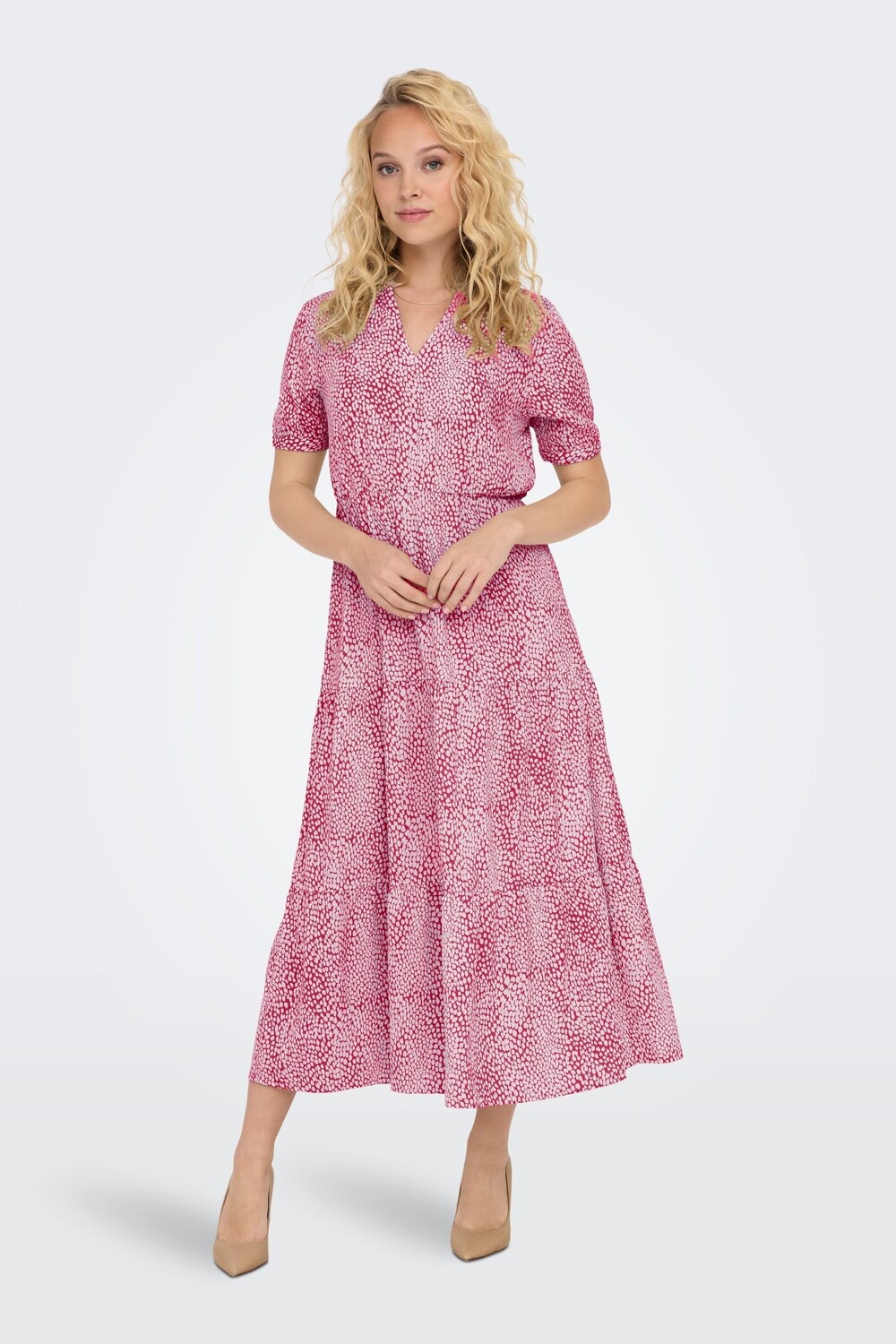 Каскадное платье макси с узором короткими рукавами и V-образным вырезом Jdy, фиолетовый
Каскадное платье макси с узором короткими рукавами и V-образным вырезом Jdy, фиолетовый