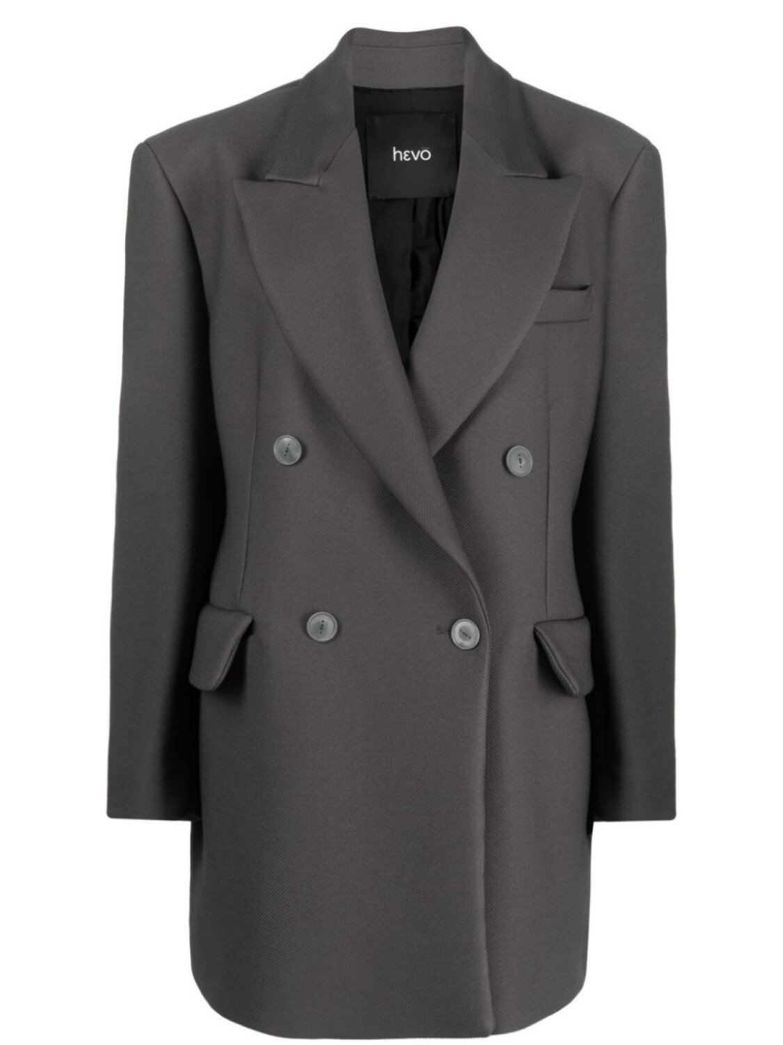 Двубортный блейзер с заостренными лацканами Hevo, серый 
Двубортный блейзер с заостренными лацканами Hevo, серый