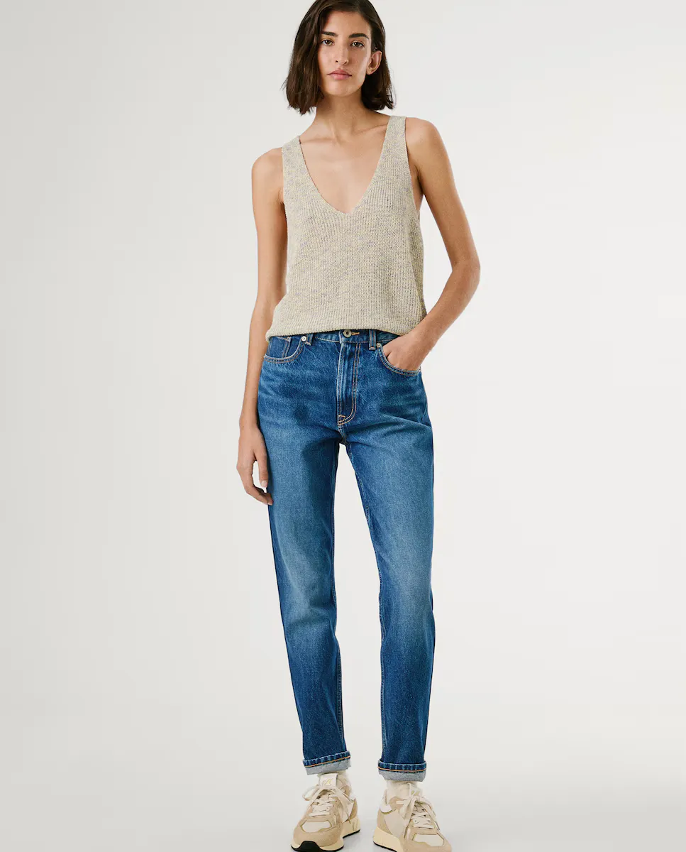 Женские прямые джинсы с высокой посадкой и эффектом потертости Pepe Jeans, синий
Женские прямые джинсы с высокой посадкой и эффектом потертости Pepe Jeans, синий