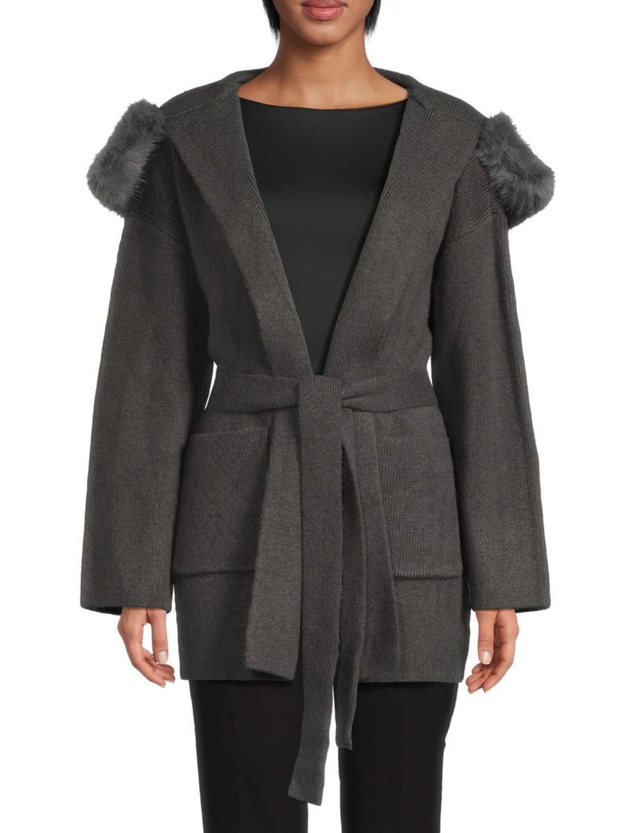 Кардиган с капюшоном и запахом из искусственного меха Saks Fifth Avenue, цвет Pewter
Кардиган с капюшоном и запахом из искусственного меха Saks Fifth Avenue, цвет Pewter