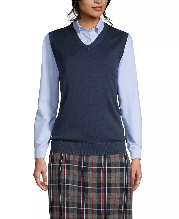 Женский тонкий хлопковый свитер-жилет из модала Lands' End, синий
Женский тонкий хлопковый свитер-жилет из модала Lands' End, синий