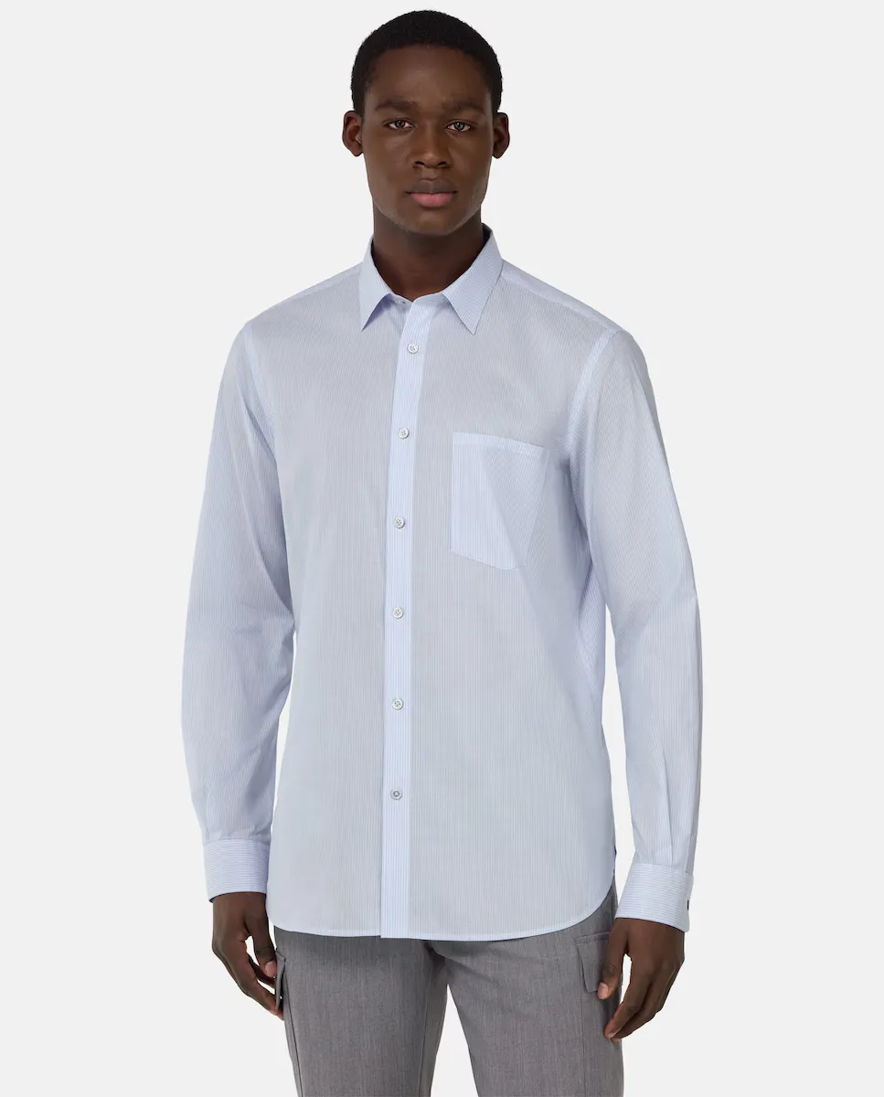 Обычная мужская полосатая рубашка из хлопкового поплина Boggi Milano, светло-голубой
Обычная мужская полосатая рубашка из хлопкового поплина Boggi Milano, светло-голубой