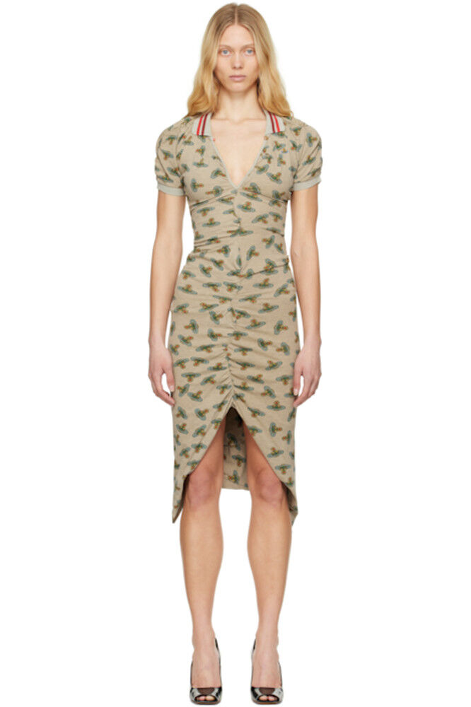 Бежевое платье-миди с эффектом посадки Vivienne Westwood
Бежевое платье-миди с эффектом посадки Vivienne Westwood