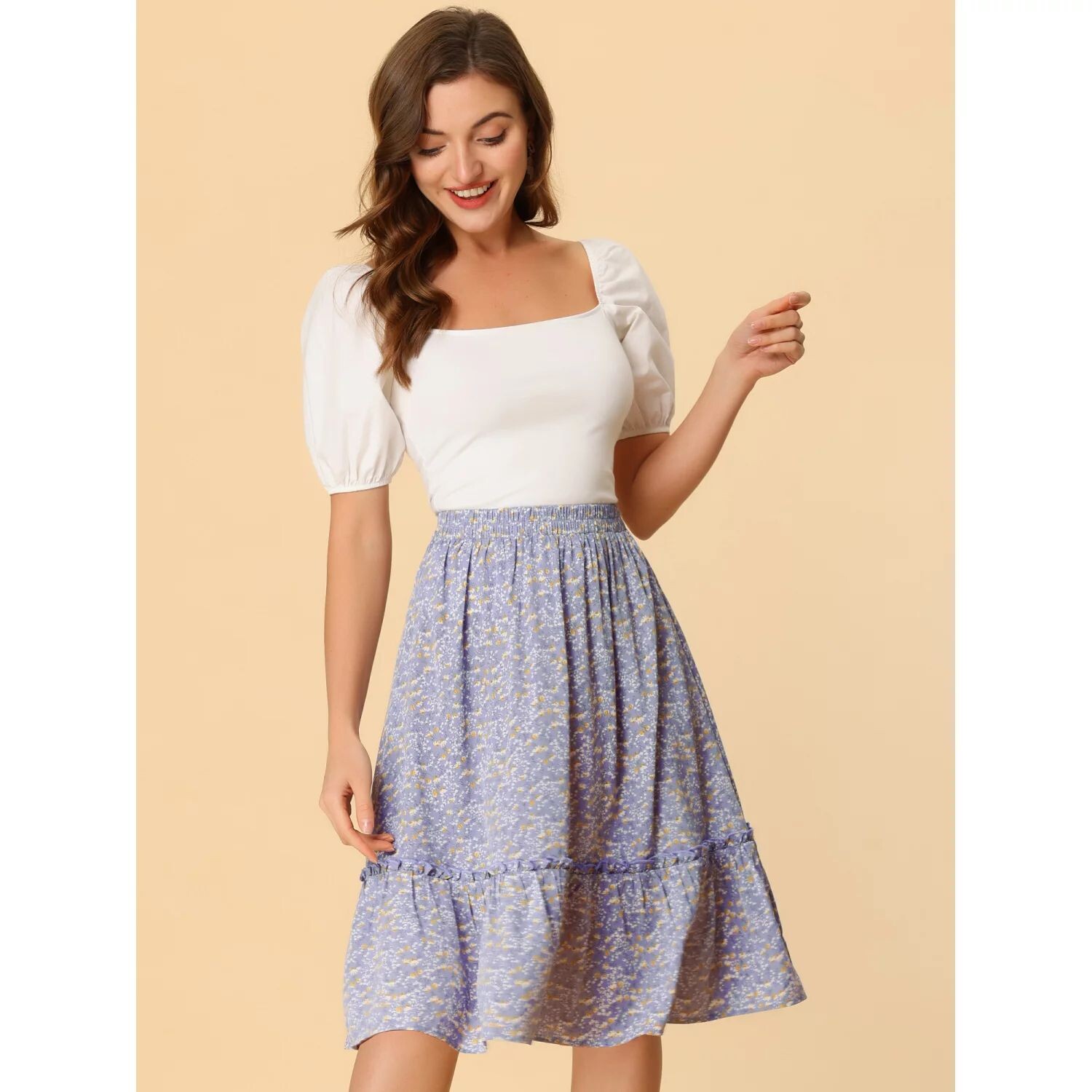 Женская струящаяся многоуровневая юбка-миди трапециевидной формы с цветочным принтом и рюшами по подолу ALLEGRA K
Женская струящаяся многоуровневая юбка-миди трапециевидной формы с цветочным принтом и рюшами по подолу ALLEGRA K