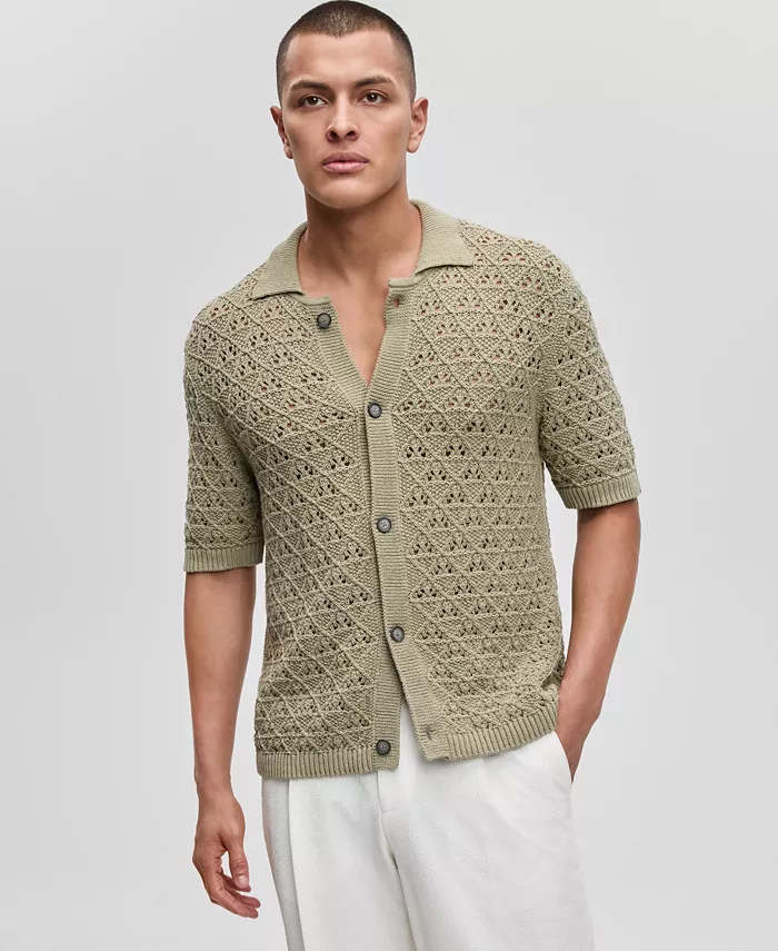 Мужская вязаная текстурированная рубашка Sommp с коротким рукавом и застежкой на пуговицы Hugo Boss, зеленый
Мужская вязаная текстурированная рубашка Sommp с коротким рукавом и застежкой на пуговицы Hugo Boss, зеленый