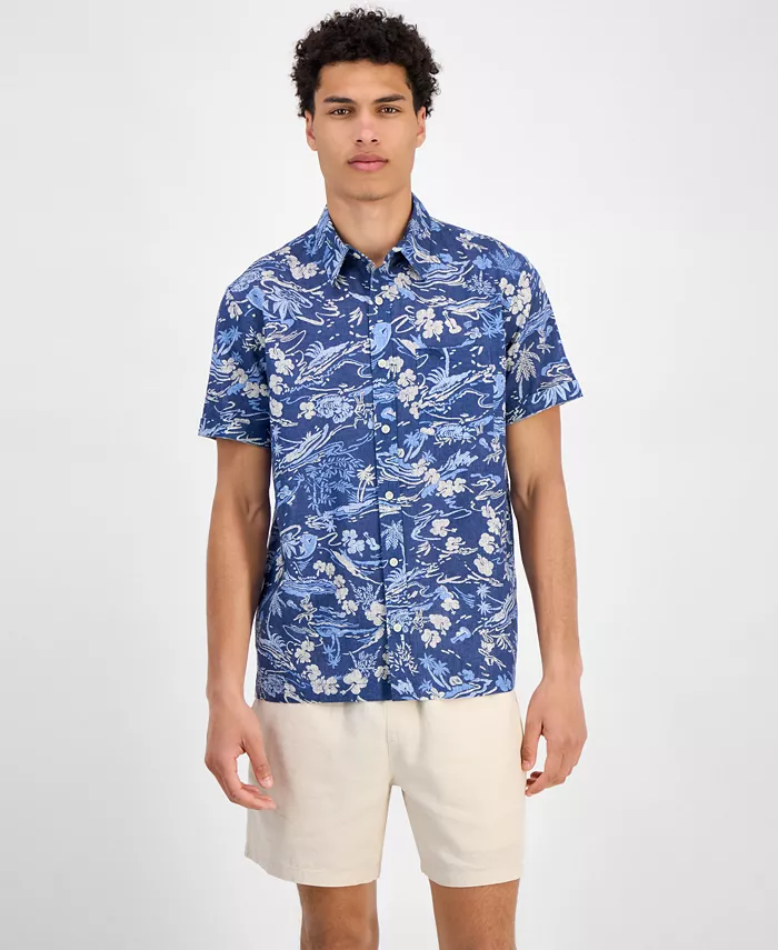 Мужская рубашка Marley с коротким рукавом и абстрактным принтом, смесовая ткань с льном, на пуговицах Sun + Stone, синий
Мужская рубашка Marley с коротким рукавом и абстрактным принтом, смесовая ткань с льном, на пуговицах Sun + Stone, синий