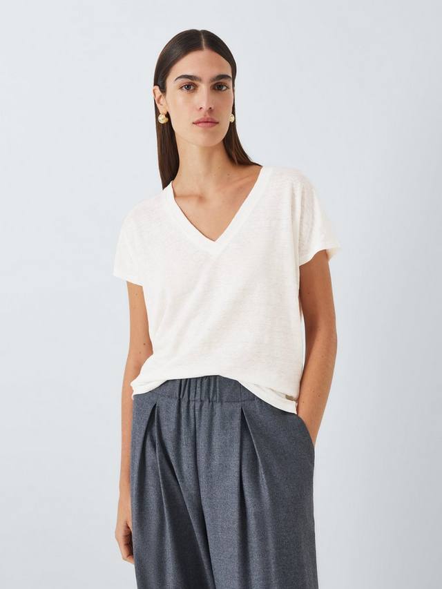 Льняная футболка с v-образным вырезом и коротким рукавом John Lewis, белый
Льняная футболка с v-образным вырезом и коротким рукавом John Lewis, белый