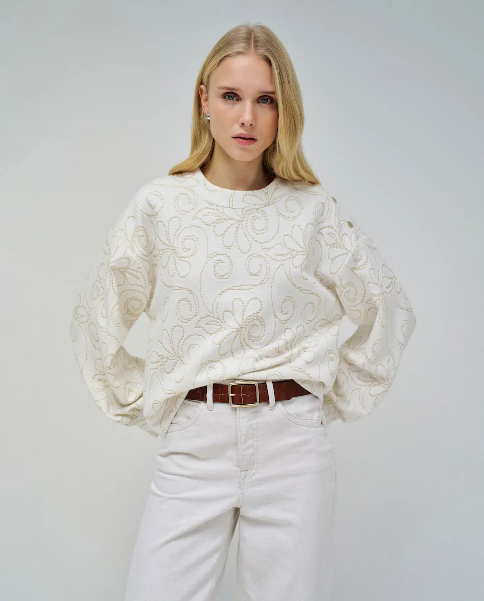 Женская жаккардовая толстовка с рукавами-фонариками Salsa Jeans, белый
Женская жаккардовая толстовка с рукавами-фонариками Salsa Jeans, белый