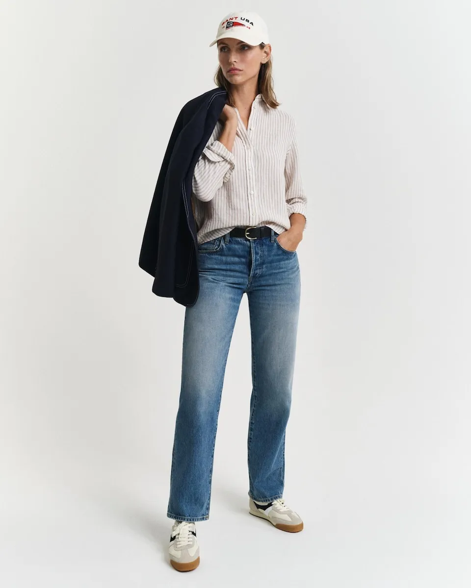 Женская льняная рубашка с полосатым узором Gant, бежевый
Женская льняная рубашка с полосатым узором Gant, бежевый