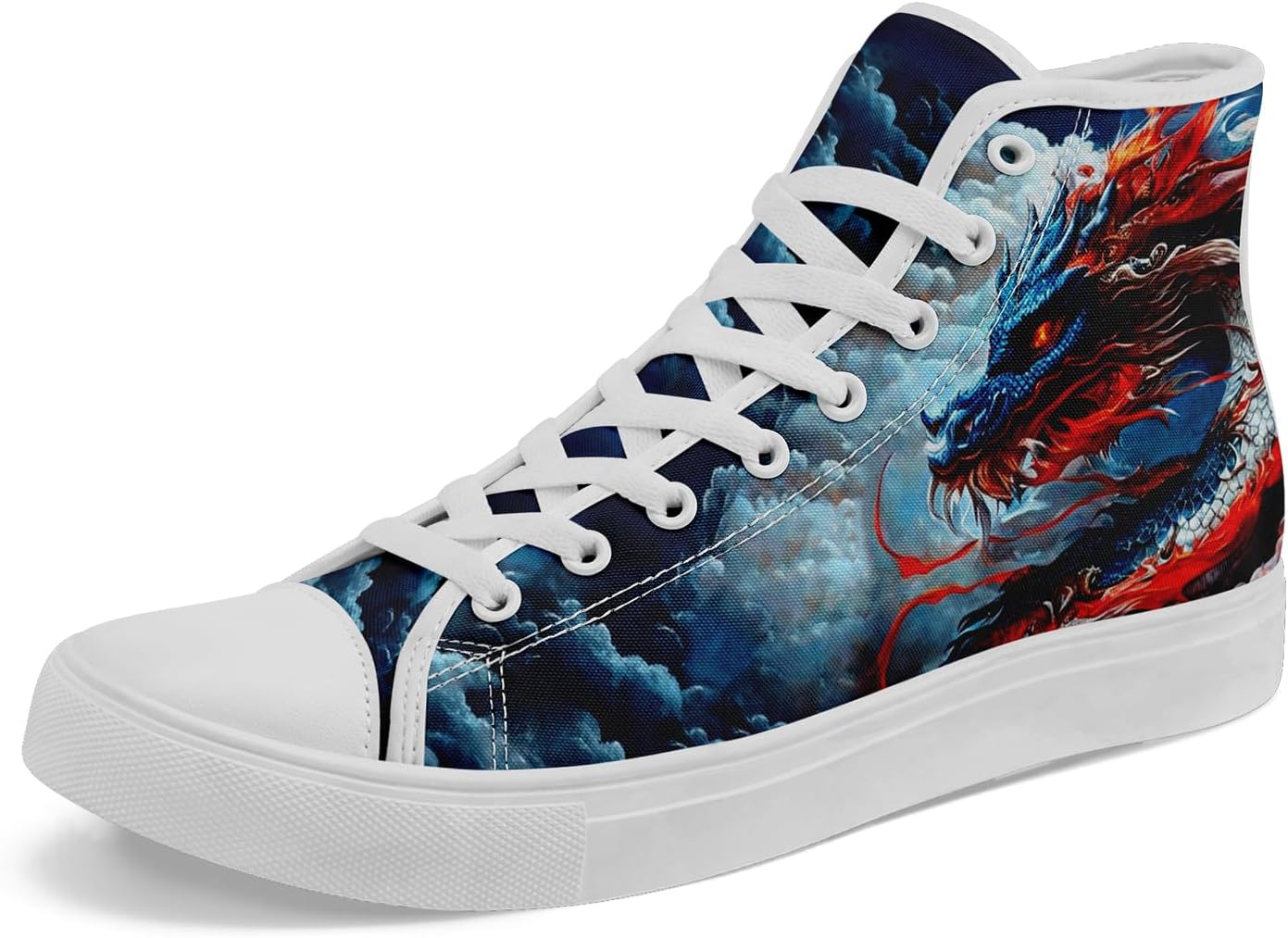 Красочные высокие кеды из парусины для мужчин и женщин с дизайном «Солнце, луна, дракон» Awsole, белый/красный/синий
Красочные высокие кеды из парусины для мужчин и женщин с дизайном «Солнце, луна, дракон» Awsole, белый/красный/синий