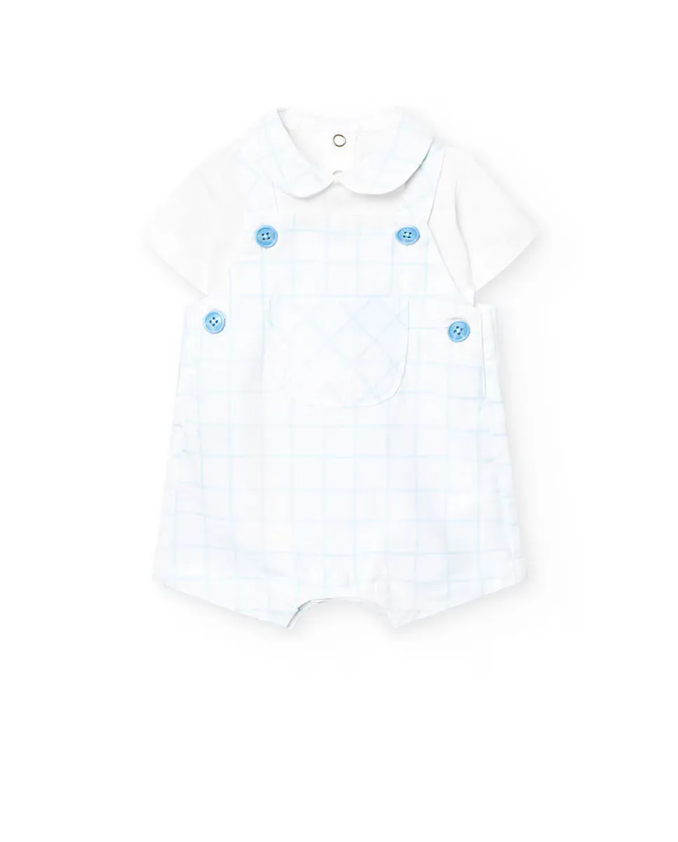 Комплект из боди с короткими рукавами и комбинезона в клетку Boboli, голубой
Комплект из боди с короткими рукавами и комбинезона в клетку Boboli, голубой