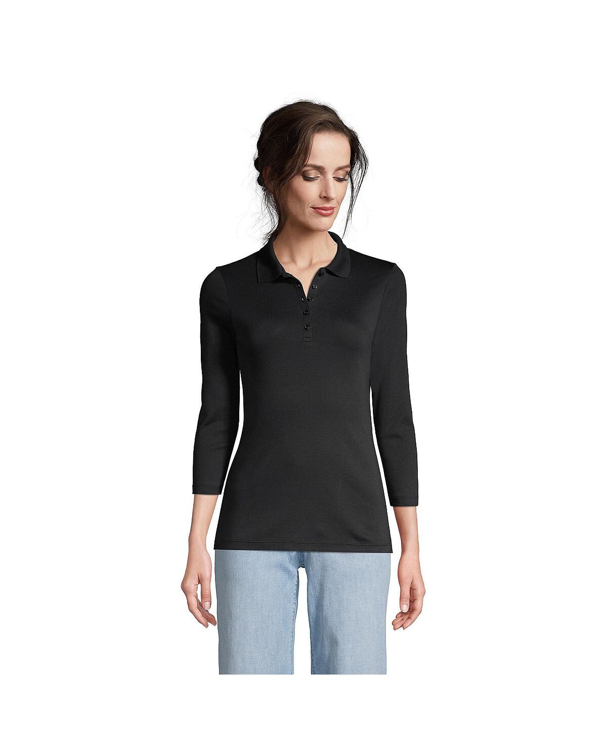 Женская рубашка-поло из хлопка Supima с рукавами три четверти Lands' End, черный
Женская рубашка-поло из хлопка Supima с рукавами три четверти Lands' End, черный