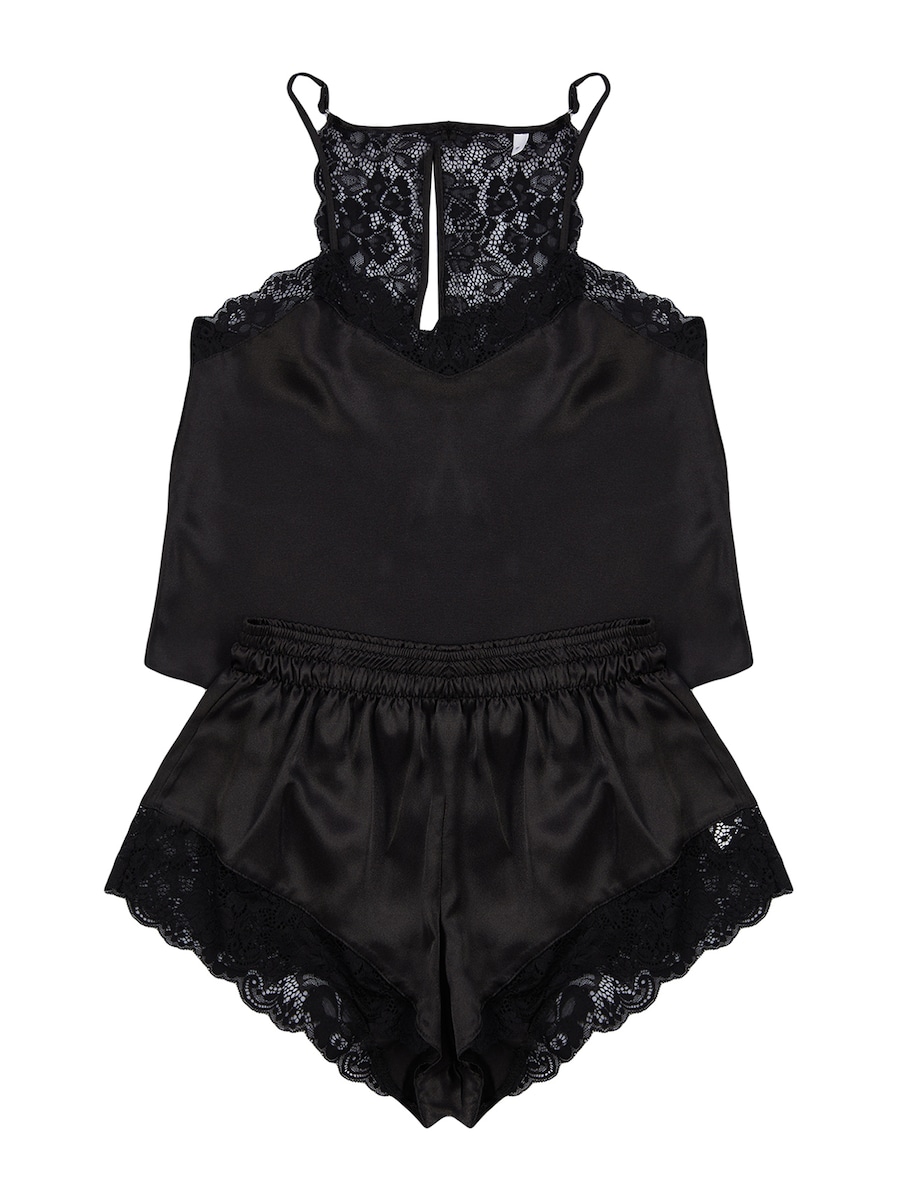 Короткий пижамный комплект Trendyol, черный
Короткий пижамный комплект Trendyol, черный