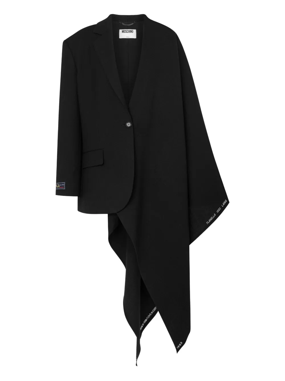 Шерстяное пальто асимметричного кроя Moschino, черный
Шерстяное пальто асимметричного кроя Moschino, черный