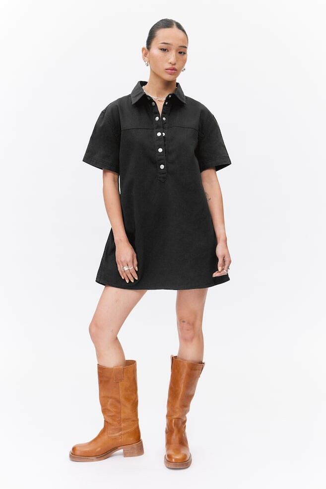 Мини-Платье-Рубашка с короткими рукавами Monki, черный
Мини-Платье-Рубашка с короткими рукавами Monki, черный