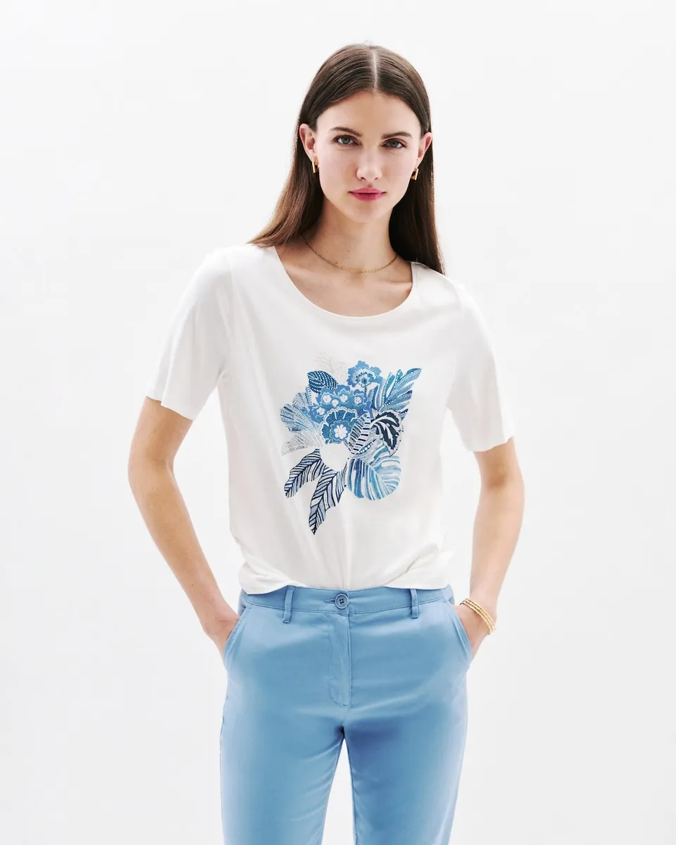 Женская футболка с круглым вырезом и цветочным принтом Caroll, белый
Женская футболка с круглым вырезом и цветочным принтом Caroll, белый