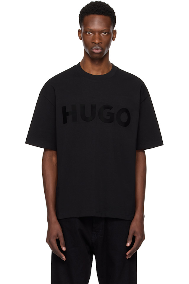Футболка с рефлектирующим логотипом оверсайз Hugo, черный 
Футболка с рефлектирующим логотипом оверсайз Hugo, черный