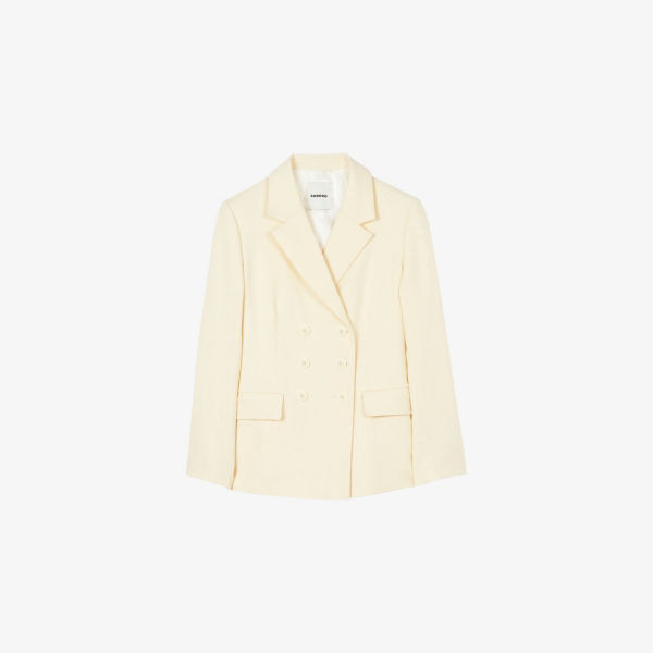 Двубортный блейзер Sandro из льняной смеси, бежевый
Двубортный блейзер Sandro из льняной смеси, бежевый