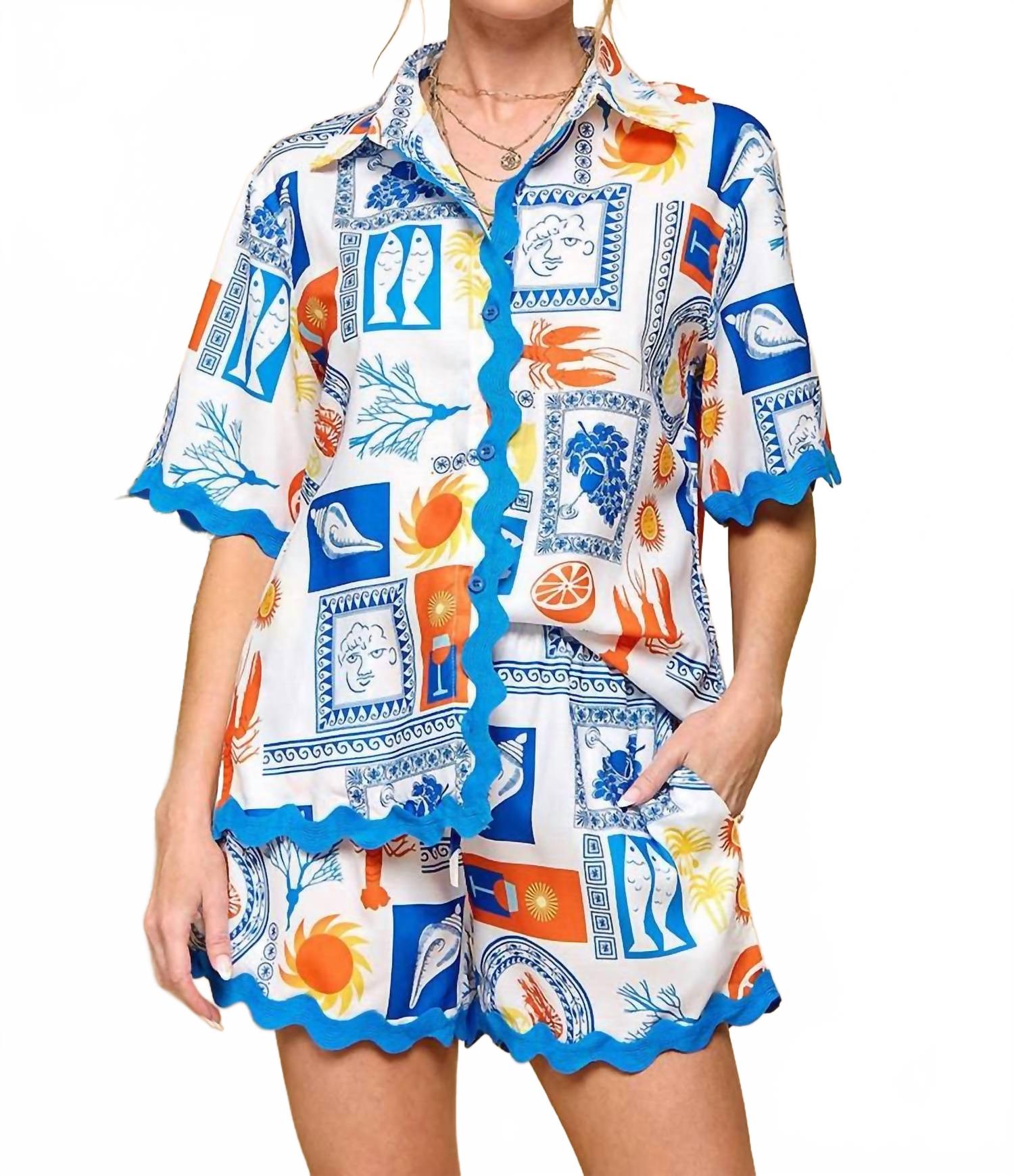 Комплект шорт-капри в синем мульти Cezele, Blue Multi
Комплект шорт-капри в синем мульти Cezele, Blue Multi