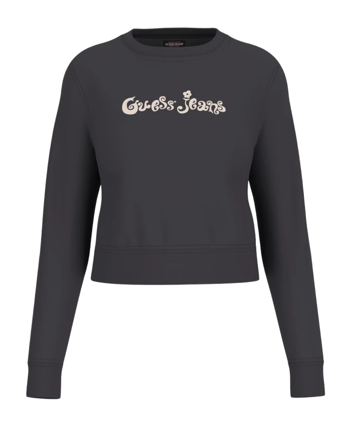 Черный укороченный пуловер с цветочным принтом Guess, черный
Черный укороченный пуловер с цветочным принтом Guess, черный