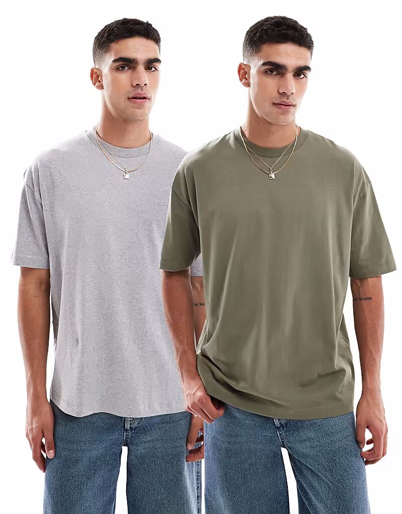Набор из 2 футболок свободного кроя Essentials в серо-меланжевом цвете и цвете хаки Asos Design
Набор из 2 футболок свободного кроя Essentials в серо-меланжевом цвете и цвете хаки Asos Design