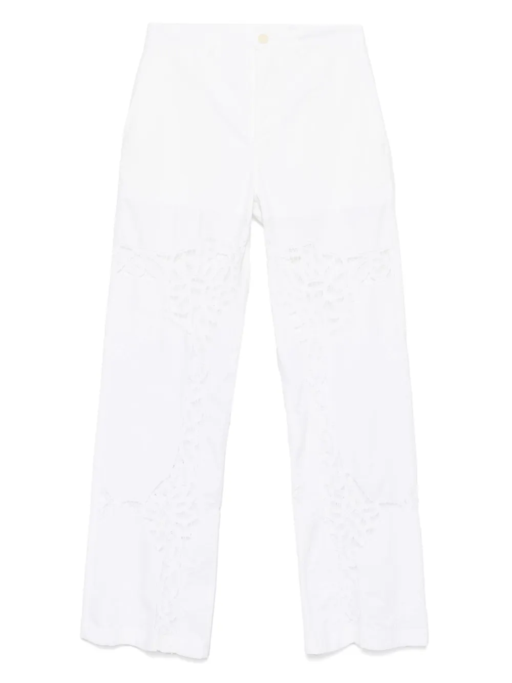 Брюки с кружевными вставками Marine Serre, белый
Брюки с кружевными вставками Marine Serre, белый