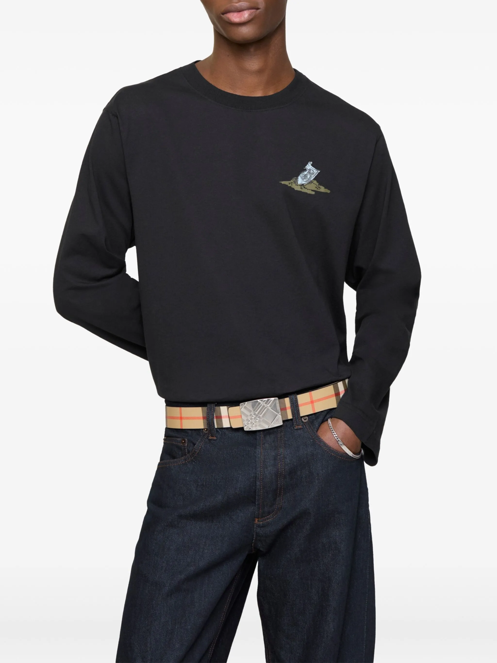 Реверсивный ремень в клетку Burberry, черный
Реверсивный ремень в клетку Burberry, черный