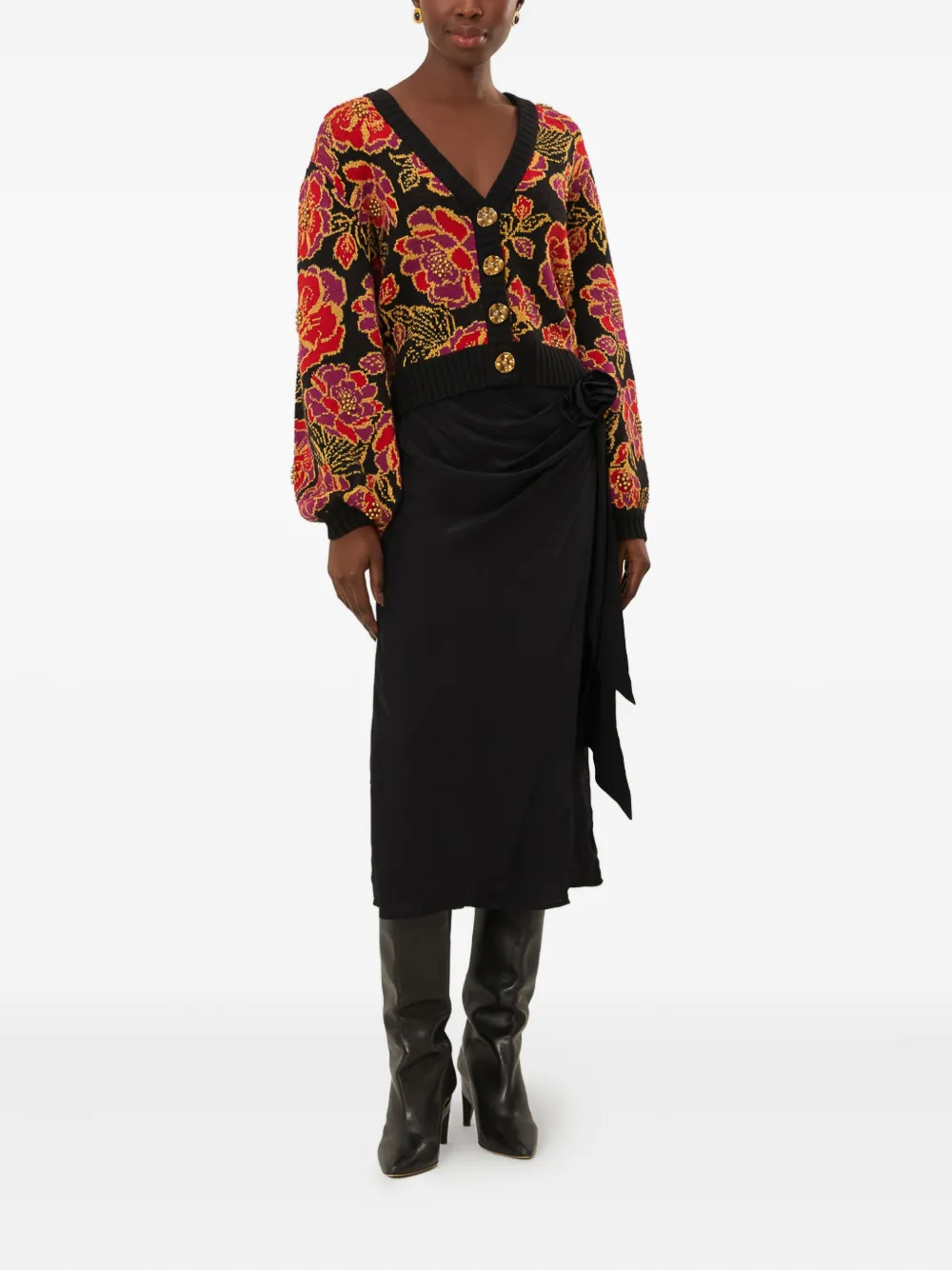 Юбка миди с запахом, украшенная розами FARM Rio, черный
Юбка миди с запахом, украшенная розами FARM Rio, черный