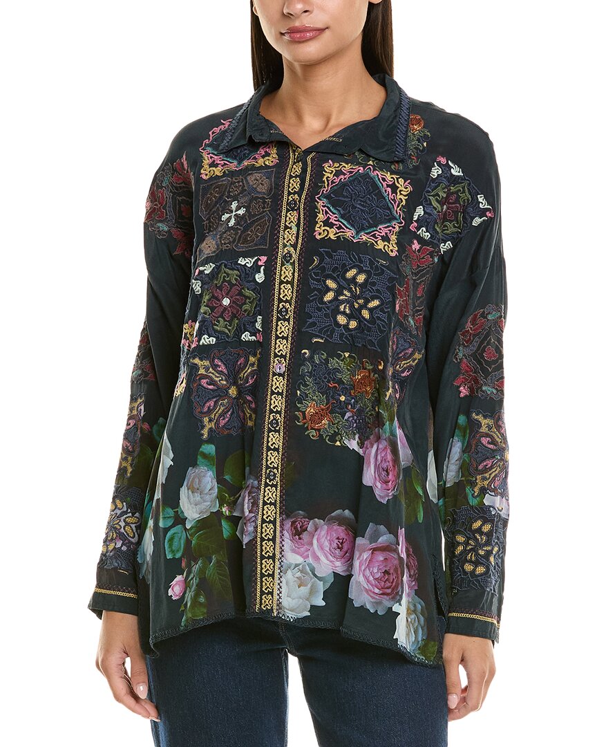 Johnny Was Блузка из шелка оверсайз Audrey, черный
Johnny Was Блузка из шелка оверсайз Audrey, черный