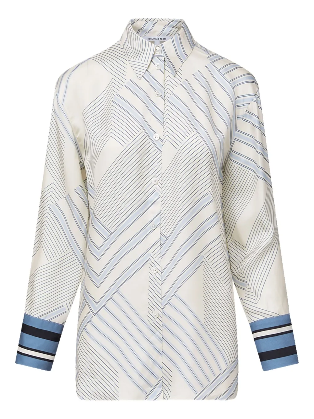 Рубашка из смесового шелка в геометрическую полоску Veronica Beard, нейтральный
Рубашка из смесового шелка в геометрическую полоску Veronica Beard, нейтральный