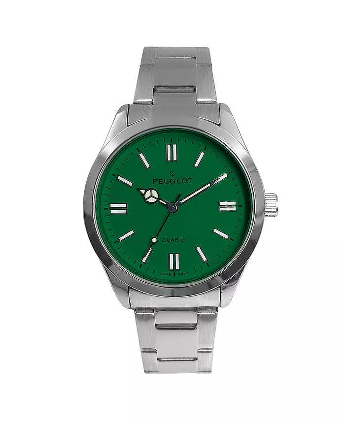 Женские спортивные часы 36 мм с зеленым циферблатом и браслетом из нержавеющей стали Peugeot, зеленый
Женские спортивные часы 36 мм с зеленым циферблатом и браслетом из нержавеющей стали Peugeot, зеленый