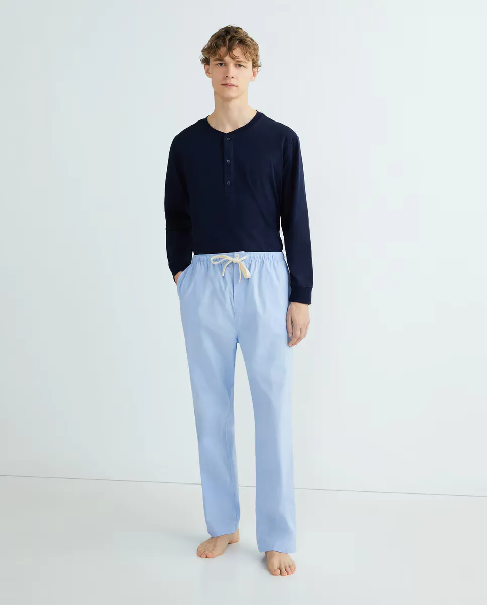 Мужские пижамные брюки из хлопкового поплина Emidio Tucci, голубой
Мужские пижамные брюки из хлопкового поплина Emidio Tucci, голубой