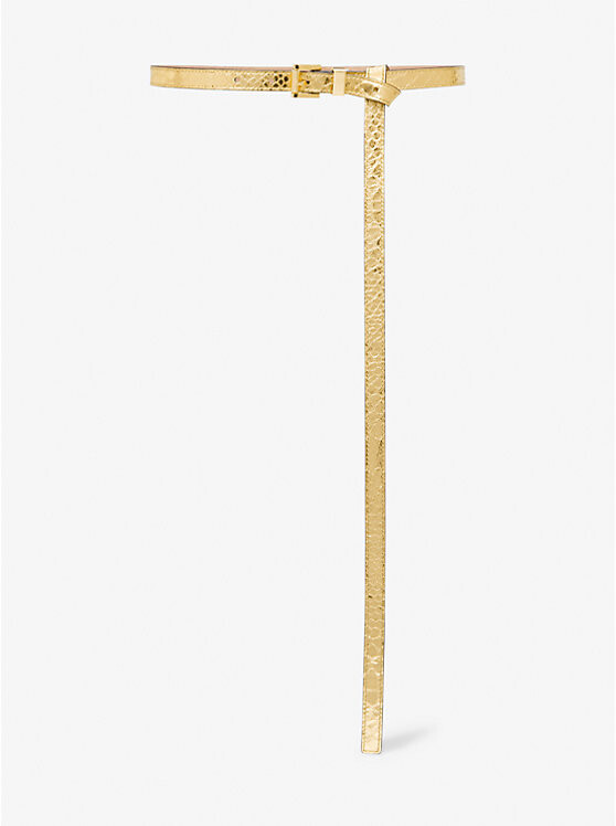 Ремень для брюк из кожи с металлическим тиснением под питона Michael Kors, золотой
Ремень для брюк из кожи с металлическим тиснением под питона Michael Kors, золотой