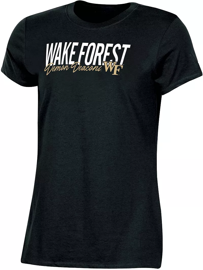 Женская черная футболка Champion Wake Forest Demon Deacons с надписью
Женская черная футболка Champion Wake Forest Demon Deacons с надписью