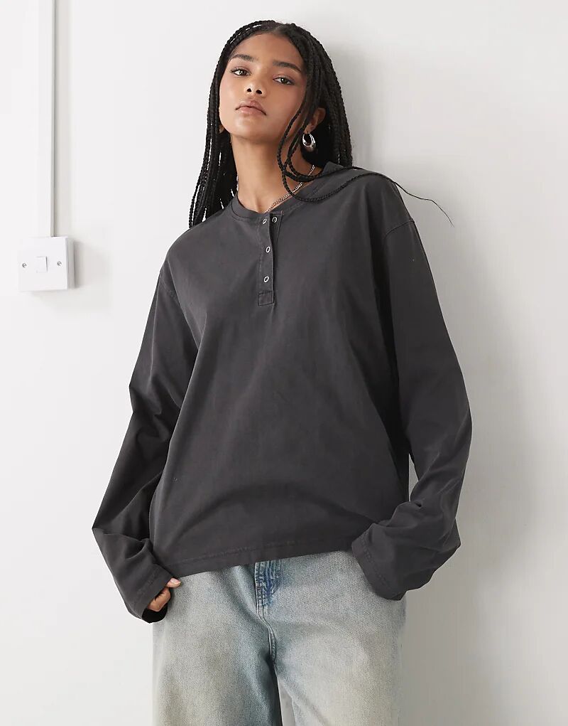 Свободный лонгслив-хенли с длинными рукавами и пуговицами Weekday, темно-серый
Свободный лонгслив-хенли с длинными рукавами и пуговицами Weekday, темно-серый