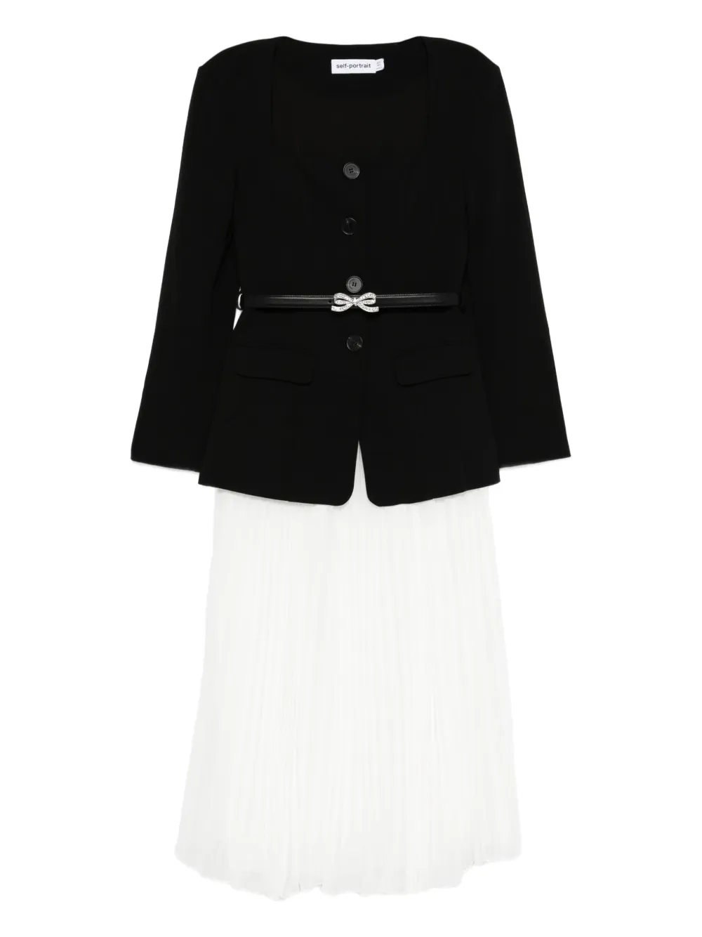 Платье миди с плиссированными вставками и бантом Self-Portrait, черный
Платье миди с плиссированными вставками и бантом Self-Portrait, черный