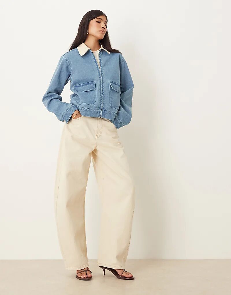 Джинсовая рабочая куртка Motel Kahyun с воротником светло-голубого цвета
Джинсовая рабочая куртка Motel Kahyun с воротником светло-голубого цвета