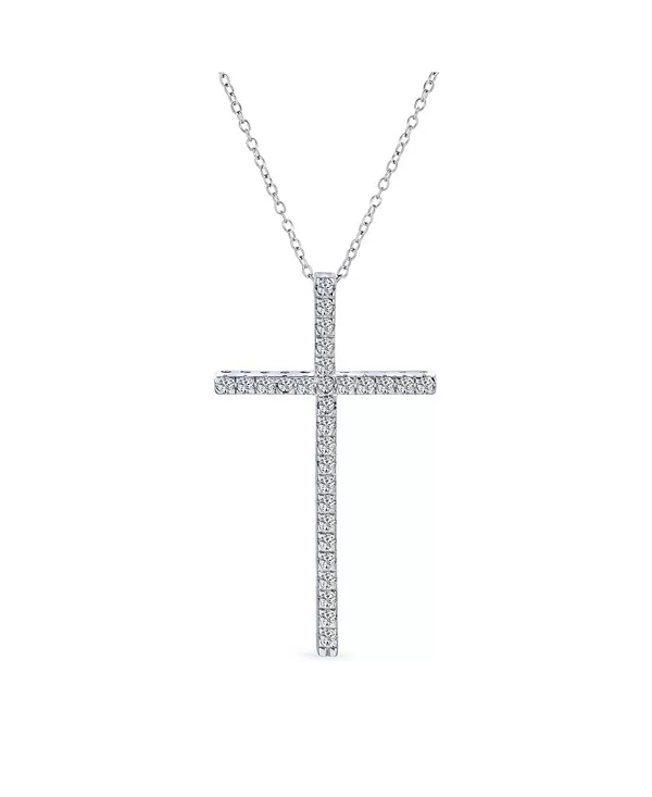 Простое длинное ожерелье с подвеской-крестиком из стерлингового серебра с кубическими цирконами и паве из кубического циркония, 1,75 дюйма, с цепочкой Bling Jewelry, silver
Простое длинное ожерелье с подвеской-крестиком из стерлингового серебра с кубическими цирконами и паве из кубического циркония, 1,75 дюйма, с цепочкой Bling Jewelry, silver