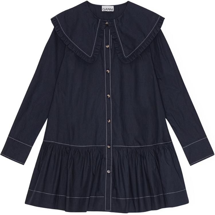 Хлопковое поплиновое мини-платье GANNI, синий
Хлопковое поплиновое мини-платье GANNI, синий