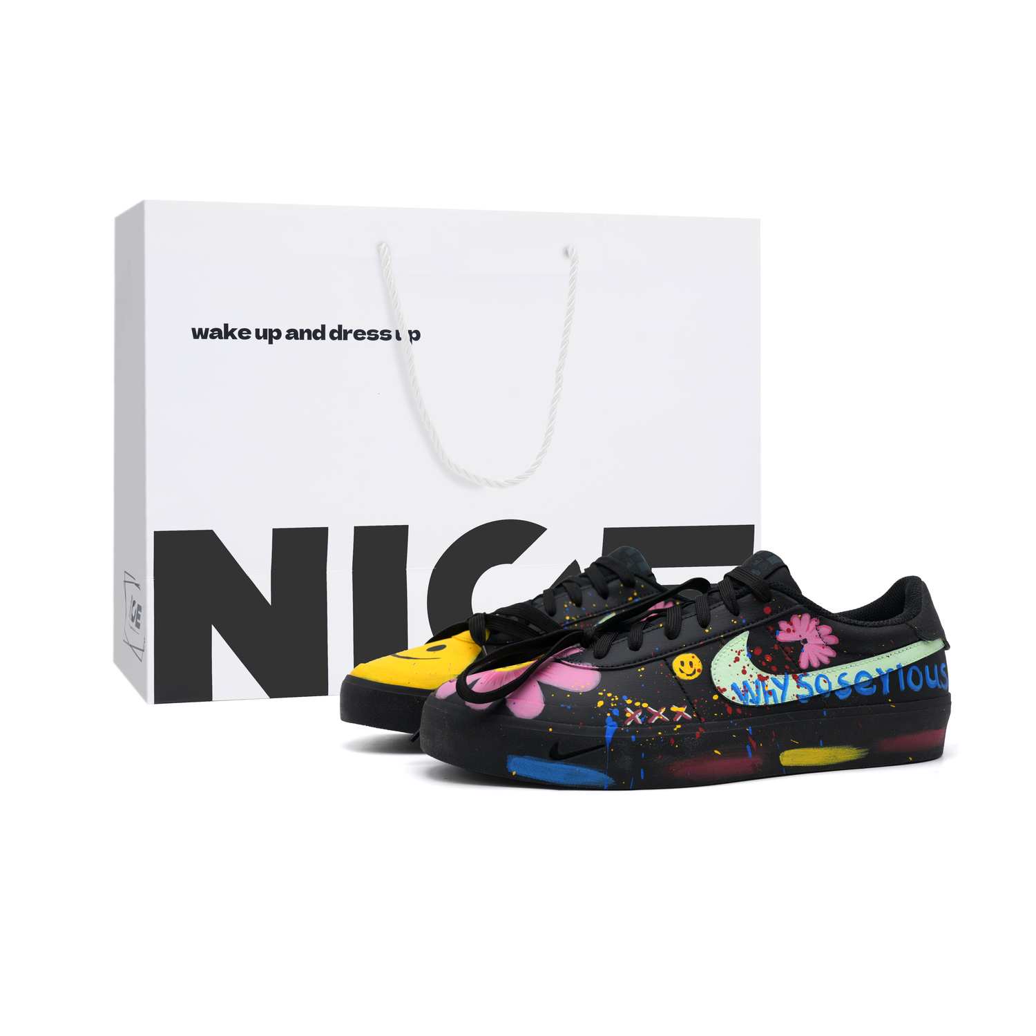 Nike Кроссовки для скейтбординга Court Shot BigBang Iconic Scene легкие противоскользящие низкие унисекс черные в черной сумке для покупок, цвет Black Shopping Bag
Nike Кроссовки для скейтбординга Court Shot BigBang Iconic Scene легкие противоскользящие низкие унисекс черные в черной сумке для покупок, цвет Black Shopping Bag