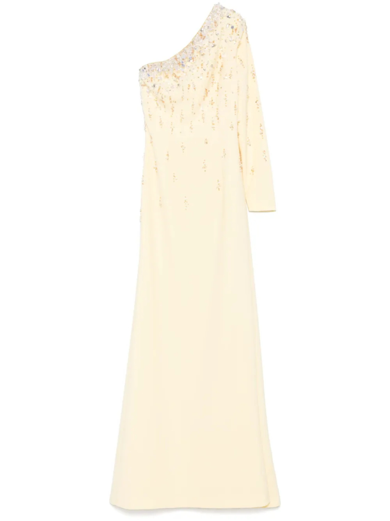 Длинное платье на одно плечо от Dina Melwani, желтый
Длинное платье на одно плечо от Dina Melwani, желтый